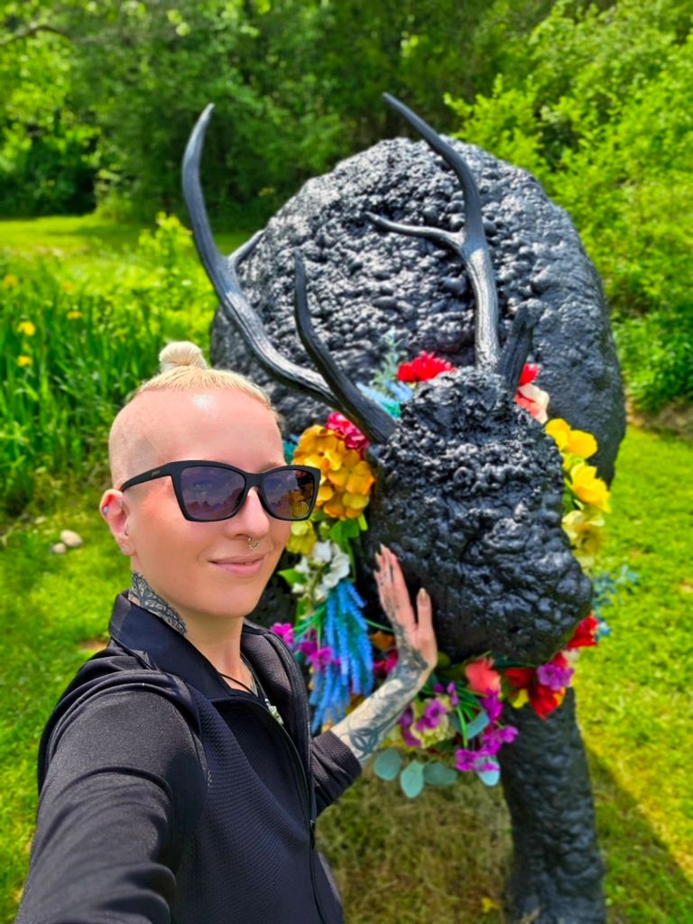 Sculpture at Stone Quarry Hill Art Park in Cazenovia, New York + Kae Audhild travel blogger