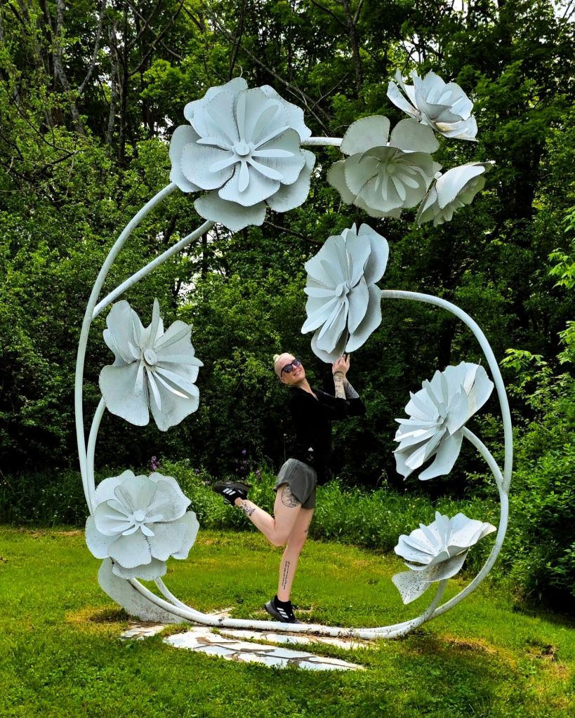 Sculpture at Stone Quarry Hill Art Park in Cazenovia, New York + Kae Audhild travel blogger