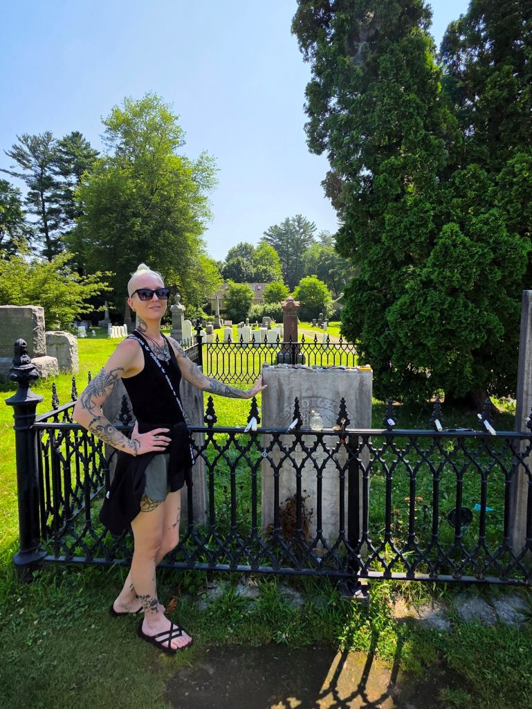 Kae Audhild Visiting Emily Dickinson's grave in Amherst, MA 