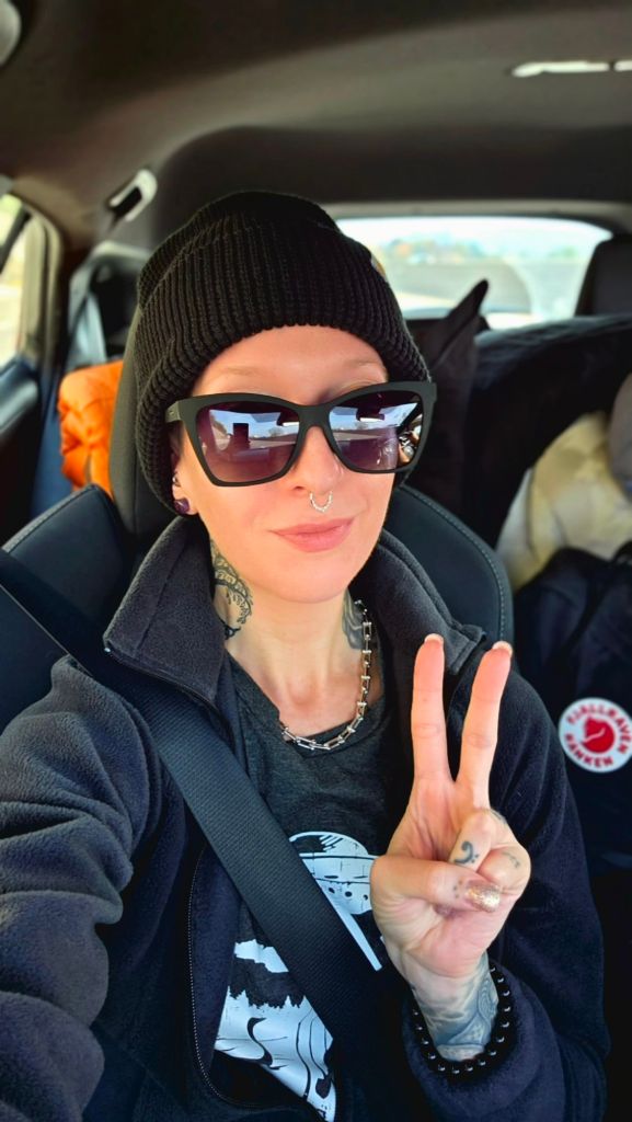 Kae Audhild road trip selfie - October 2025 Letchworth State Park glamping trip