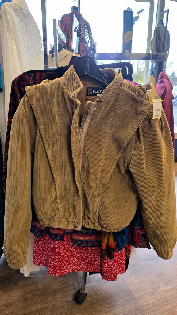 Vintage 80s Bebe Furrrina corduroy bomber jacket, camel tan beige color