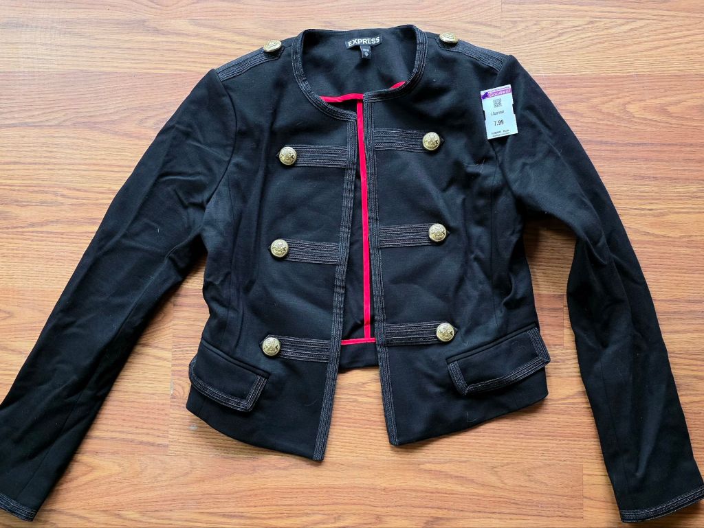 Express military-inspired blazer, black ($7.99) 