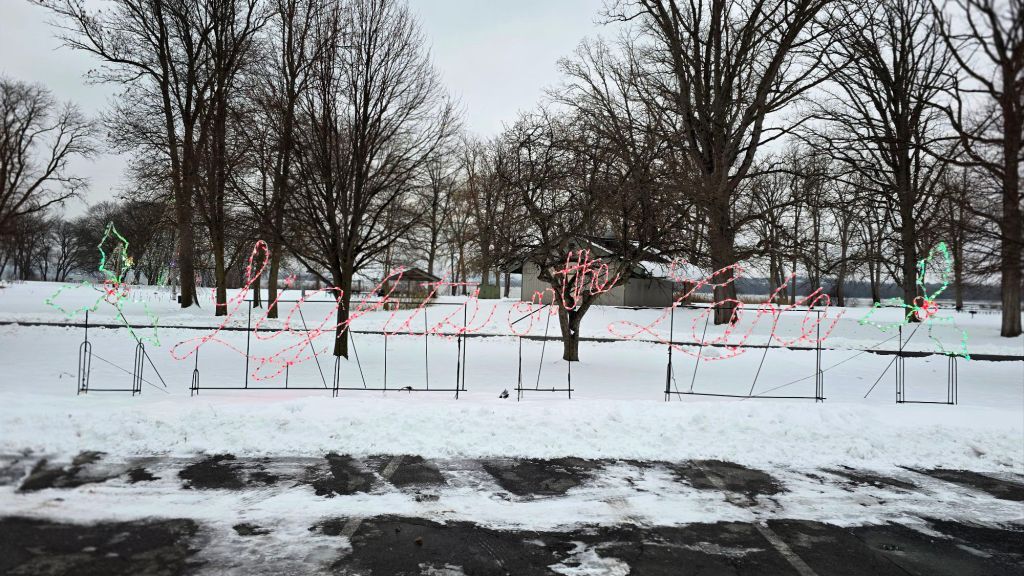 Lights on the Lake glowing holiday Christmas lights sign