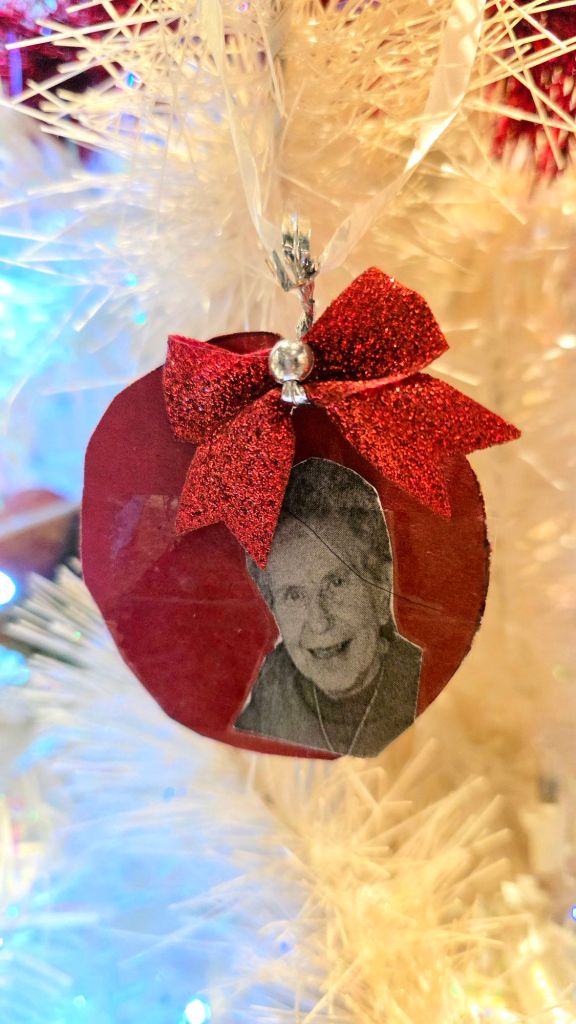 Grandma photo on the Canada tree at Home for the Holidays 2025 at Roberson Museum in Binghamton, NY