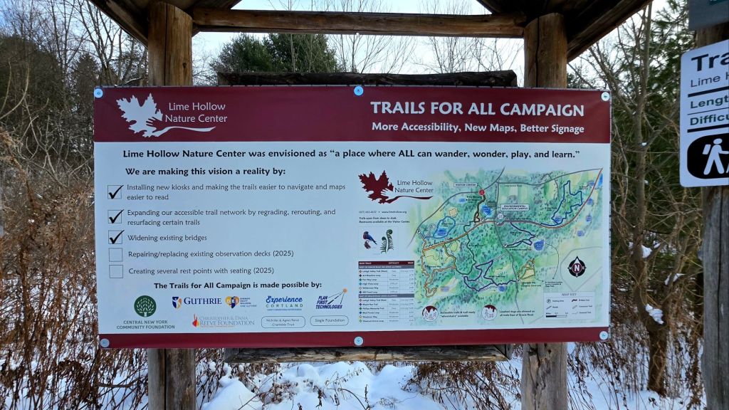 Lime Hollow Nature Center trail map Cortland NY