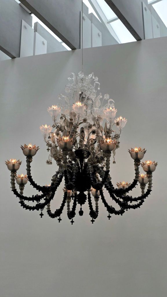 Incredible Gothic glass chandelier at Corning Museum of Glass in Corning NY